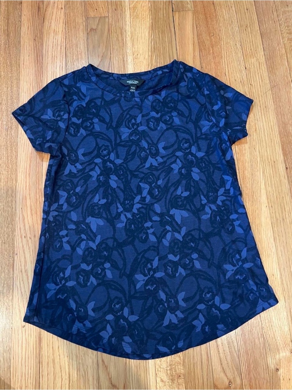 Simply Vera Vera Wang Navy Floral Short-Sleeve Tee